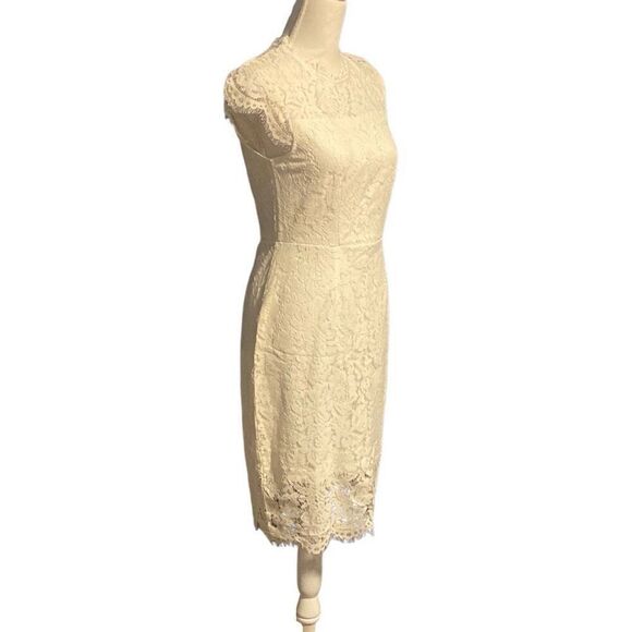 Merokeety Cap Sleeve Lace Floral Cocktail Knee Length Sheath Dress White Small - Picture 5 of 7
